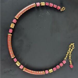 Elegant Pink and Gold Beaded Necklace